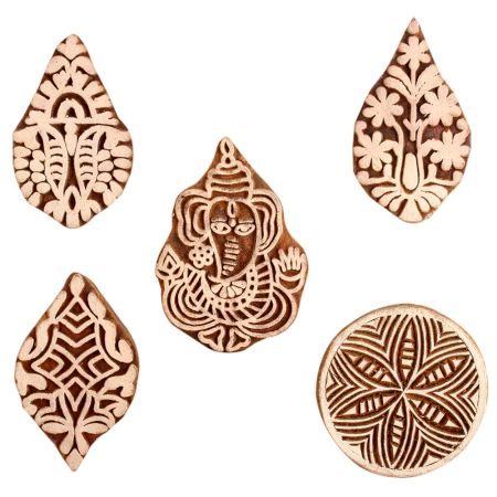 Set of 5 Piece New Mix Wooden Printing Block